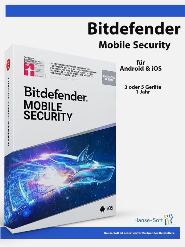 Bitdefender Mobile Security 2023 - 3 oder 5 Geräte 1 Jahr / Android - iOS + VPN