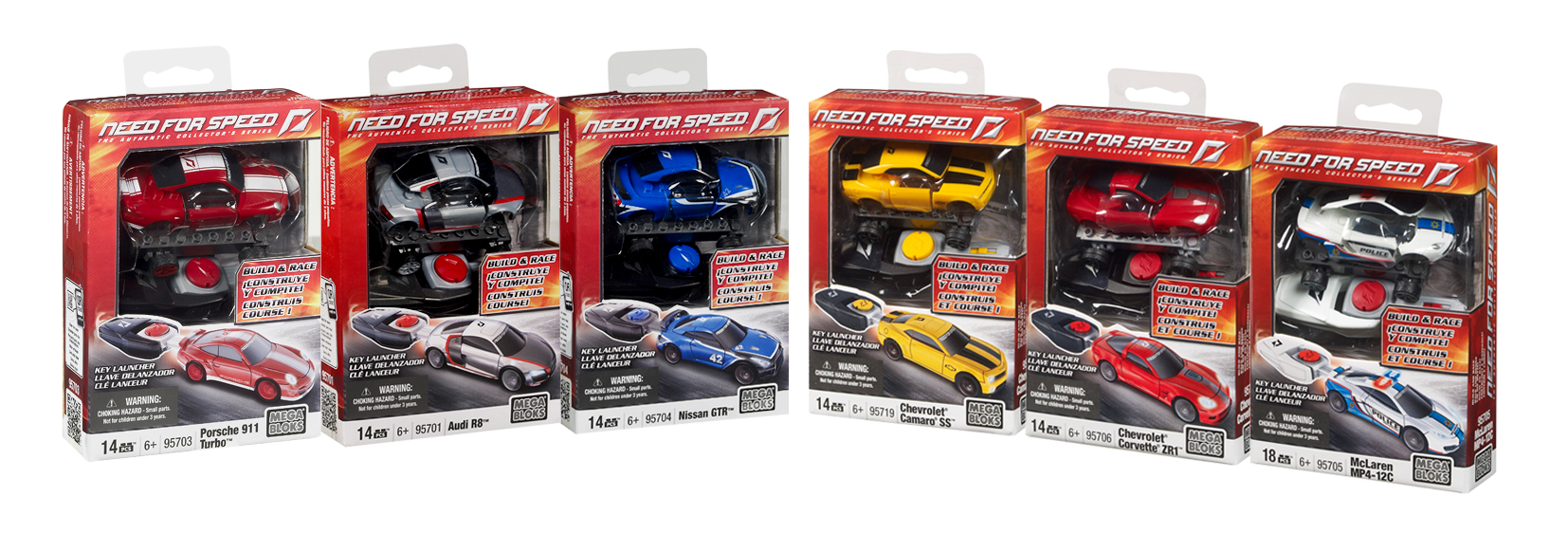 MEGA BLOKS - NEED FOR SPEED Collector's Series *Build & Race* 6-fach sortiert ( 16,5 x 11,5 x 4cm ) ( 0,114KG )