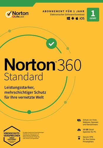 Norton 360 Standard - 1 Gerät / 1 Jahr inkl. 10GB, KEIN ABO, Download