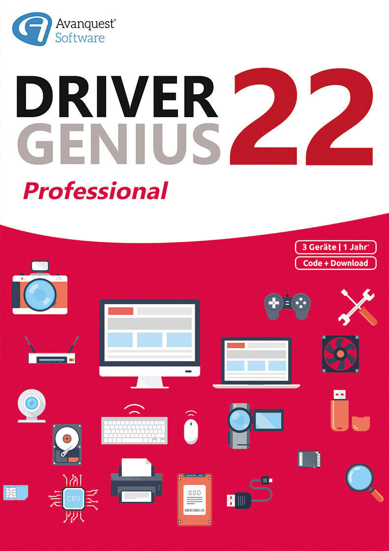 Driver Genius 22 Professional - 3 Geräte, 1 Jahr, DOWNLOAD, ESD