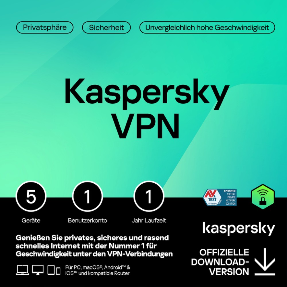 Kaspersky Secure Connection VPN 5-Geräte / 1-Jahr #KEY (ESD)