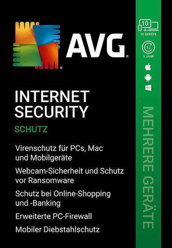 AVG Internet Security / 10 PC 1 Jahr / Vollversion/Upgrade - DE - ESD
