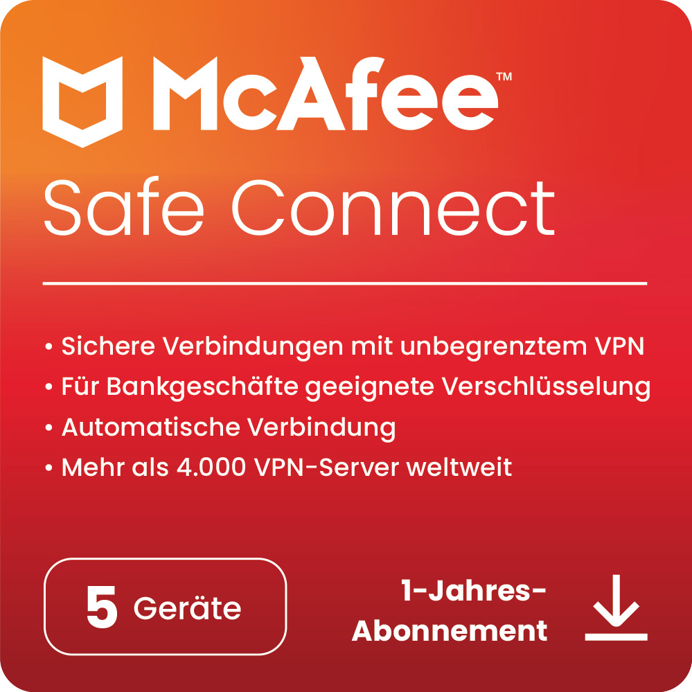 McAfee VPN Safe Connect 5-Geräte 2024 - 1-Jahr - KEY (ESD)