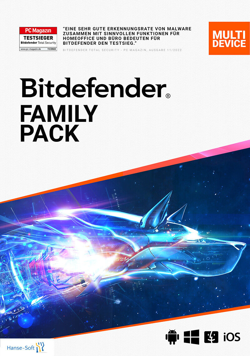Bitdefender Family Pack 2023 für bis zu 15 Geräte | 1 Jahr - 2 Jahre | inkl. VPN