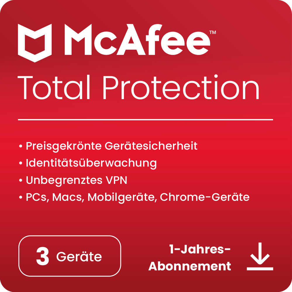 McAfee Total Protection 2024 - 3 Geräte - 1 Jahr inkl. VPN / ESD