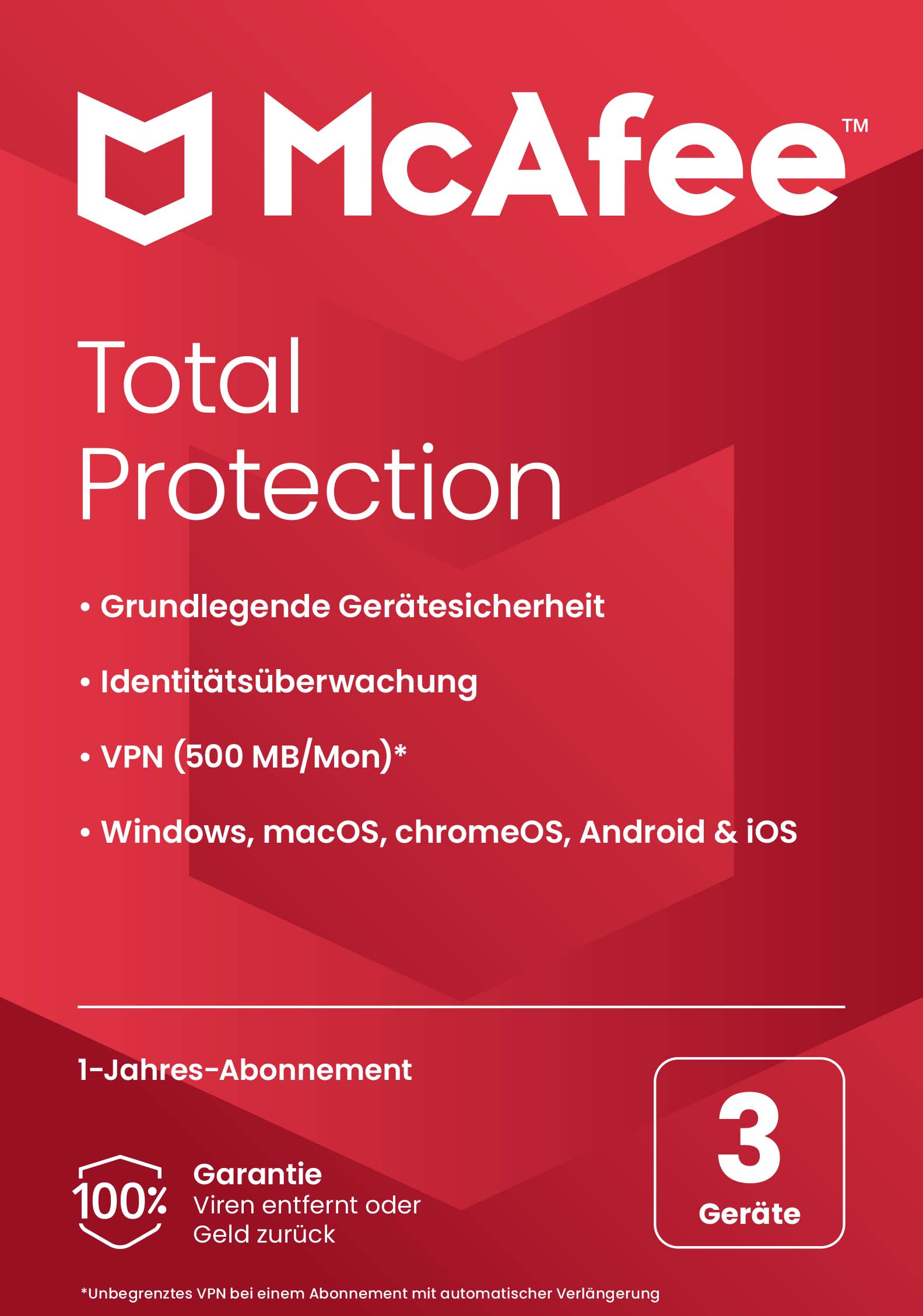 McAfee Total Protection 3-Gerät / 1-Jahr #BOX