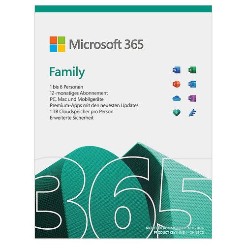 Microsoft 365 Family / inkl. Office Apps / 6 Benutzer - Home / Abo