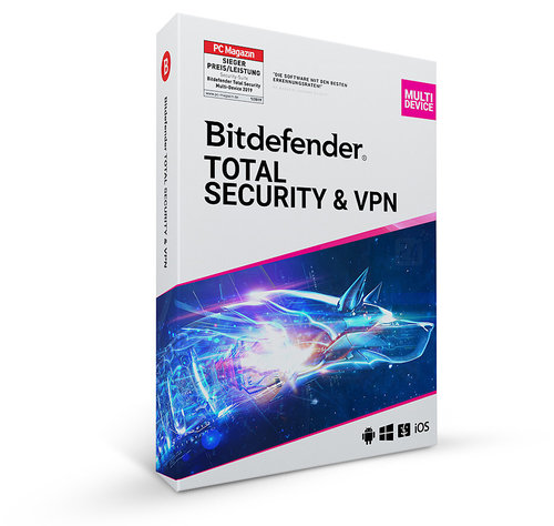 Bitdefender Total Security 2024 + unlimited VPN, 10 Geräte, 1 Jahr, ESD