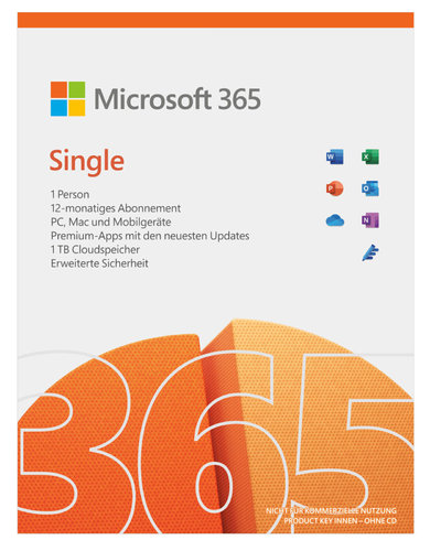 Microsoft 365 Single [inkl. Office Apps] - 1 Benutzer / 5 Geräte- Download / ESD