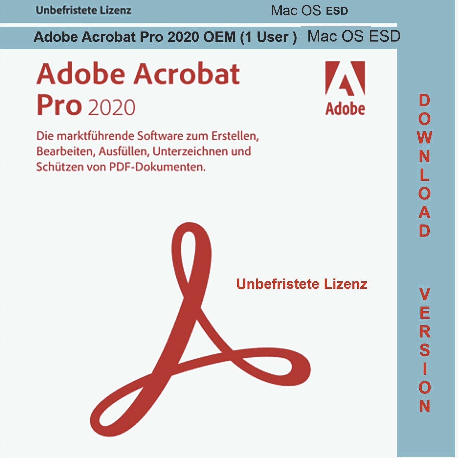 Adobe Acrobat 2020 PRO / Dauerlizenz für MAC / OEM - KEY (ESD)
